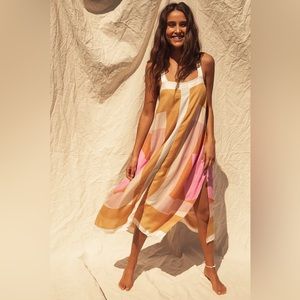 Miranda White Multi Geometric Print Midi Dress